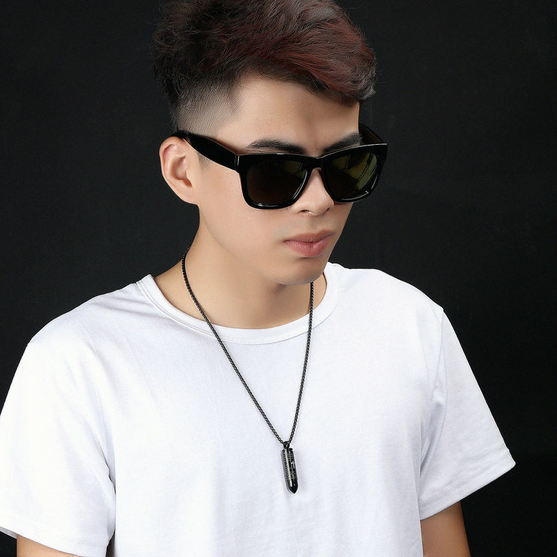 Punk Stainless Steel Bullet Chain Lord's Prayer Cross Letter Necklace for Men