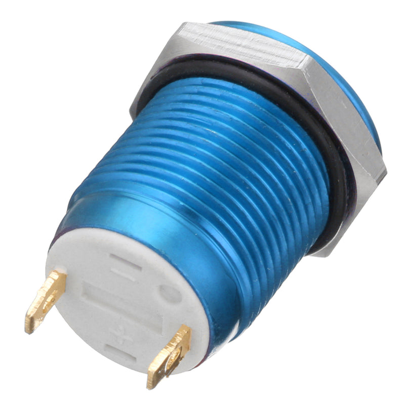 Excellway 5A/16V 12mm 2Pin Button Switch Stainless Steel Momentary Push Button Switch Flat Top 5 Color