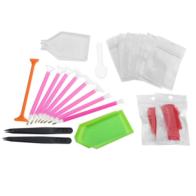 56pcs 5D Diamond Paintings Embroidery Tool Storage Bag Pen Kits