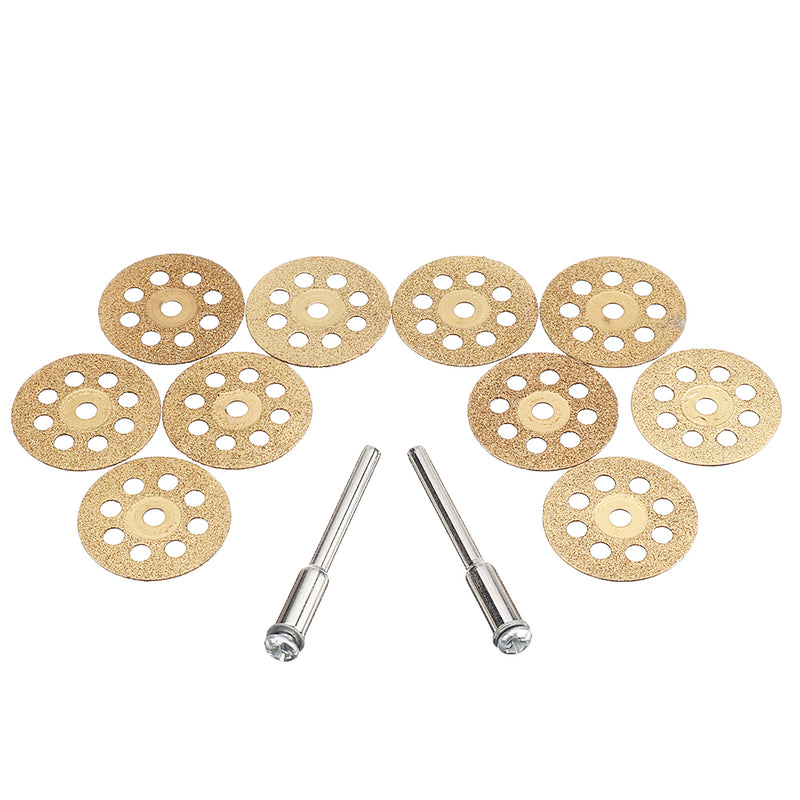Drillpro 10pcs Diamond Grinding Wheel 8 Holes Metal Cutting Disc for Rotary Tool with 2 Mandrels