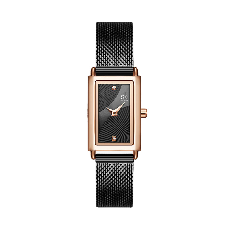 SHENGKE SK K0119 Ladies Dress Rectangular Shape Drape Dial  Business Women Quartz Watch