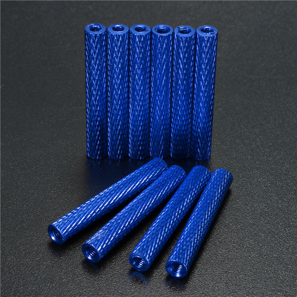 Suleve M3AS8 10Pcs M3 35mm Knurled Standoff Bolt Aluminum Alloy 6061 Anodized Spacer Multicolor