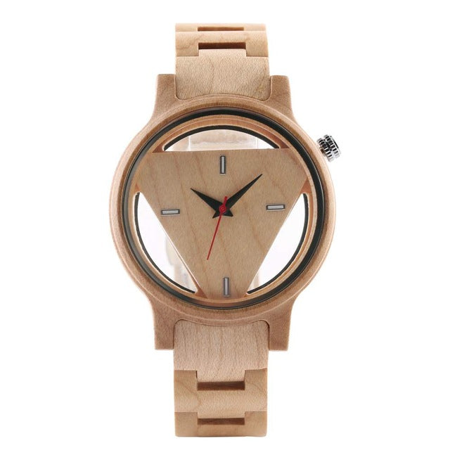 Deffrun Transparent Creative Wooden Wrist Watch Unique Design Men Quartz Watch