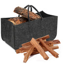 Felt Firewood Bag For Wood With Handles Grey Handy Storage Basket Rack