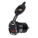QC 3.0 Motorcycle Car Socket Dual USB Port Charger Socket Voltmeter Current Display