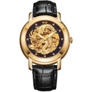 ANGELA BOS 9007 Automatic Mechanical Watches Dragon Collection Leather Strap Men Watch