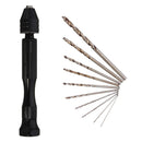 Drillpro Mini Aluminum Hand Drill with Keyless Chuck and 10 Twist Drills Rotary Tool