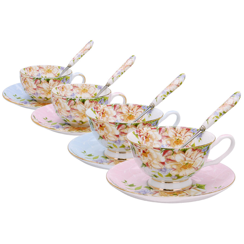 3Pcs/Set Fashion British Bone China Coffee Cup Saucer Spoon For Home Office