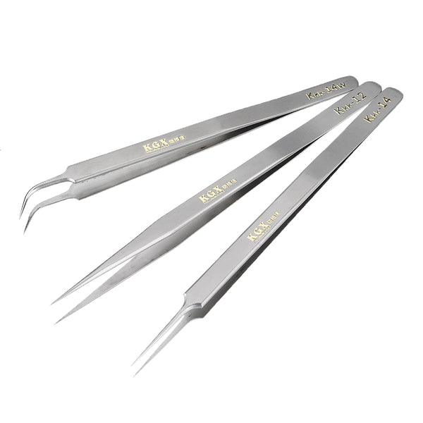 Electronics Industrial Tweezer Anti-static Curved Straight Tip Precision Stainless Steel Forceps Phone Repair Hand Tool