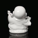 Peace Sign Laughing Hotai Statue Happy Sitting Hotai White Gloss Home Decorations