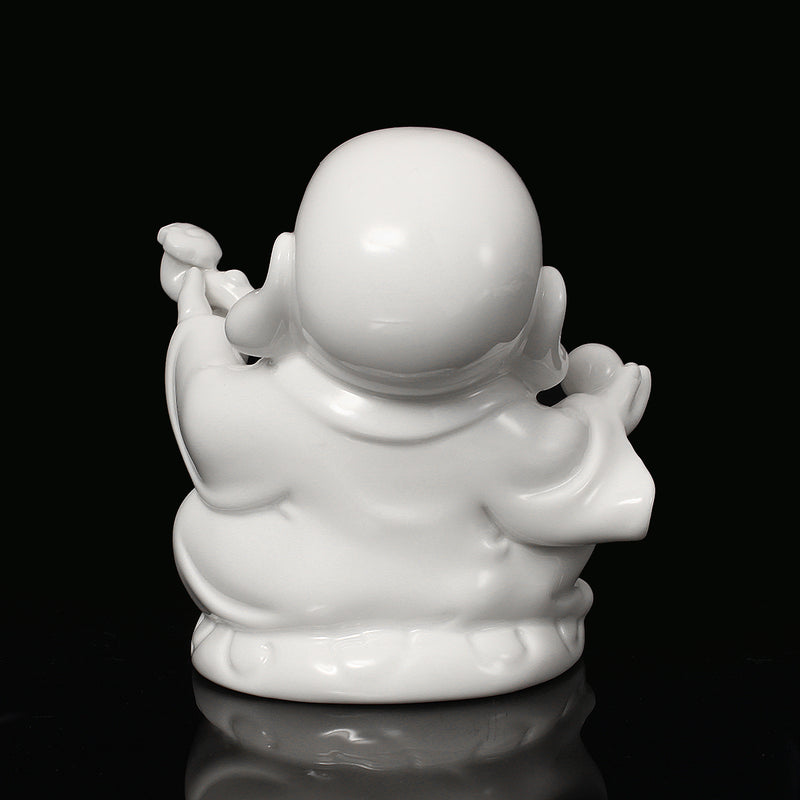 Peace Sign Laughing Hotai Statue Happy Sitting Hotai White Gloss Home Decorations