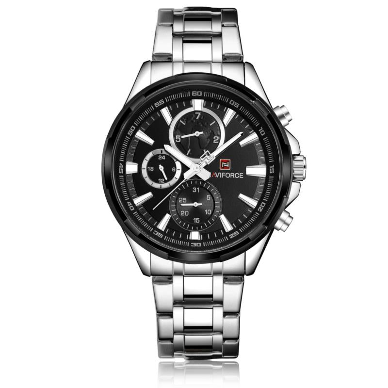 NAVIFORCE 9089 Fashion Men Quartz Watch Luxury Multifunction Stainless Steel Strap Watch