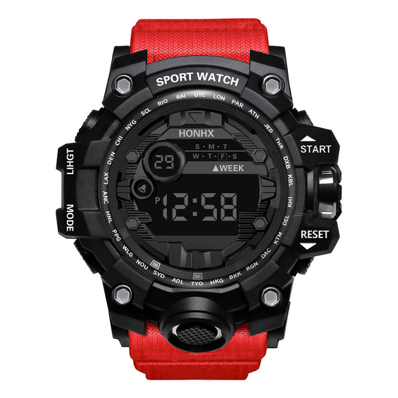 HONHX 55-66F Men Luminous Display Alarm Clock Stopwatch Sport Digital Watch