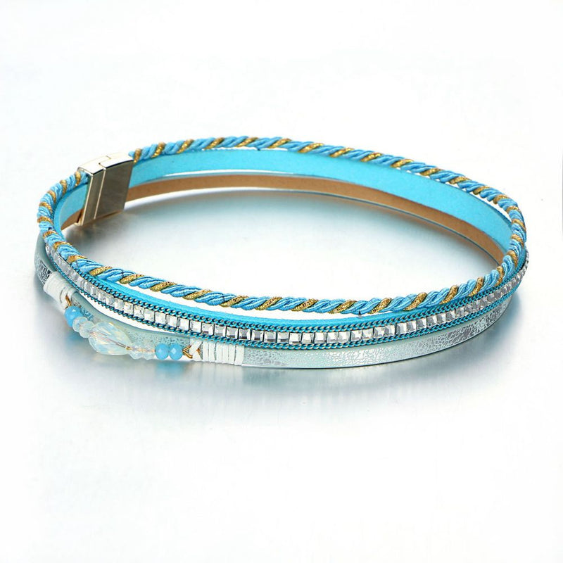 Bohemian Multilayer Crystal Beads Bracelets Braided Rope Chain Bracelet Ethnic Jewelry for Women