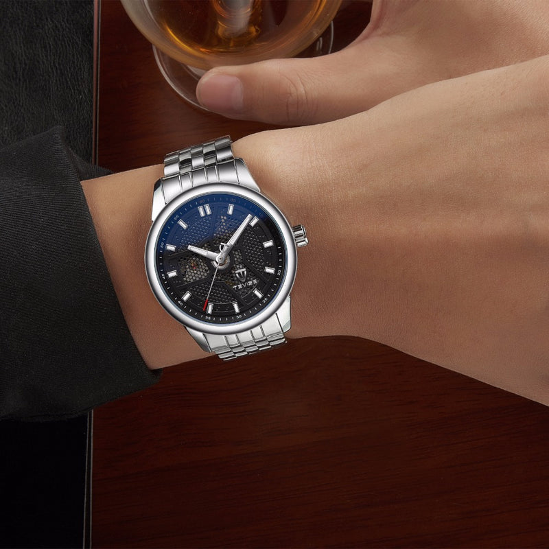 TEVISE 9008G Business Style Automatic Mechanical Watch Full Steel Luminous Display Men Watch