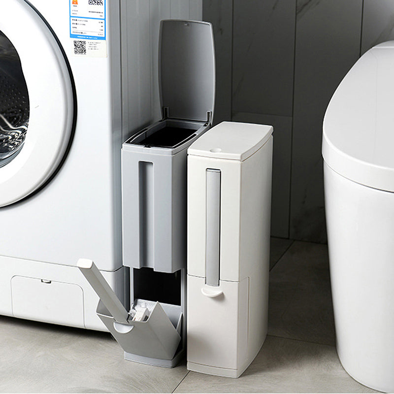 3 in 1 Narrow Plastic Trash Can Set with Toilet Cleaning Brushes Bathroom Waste Bin Dustbin Trash Cans