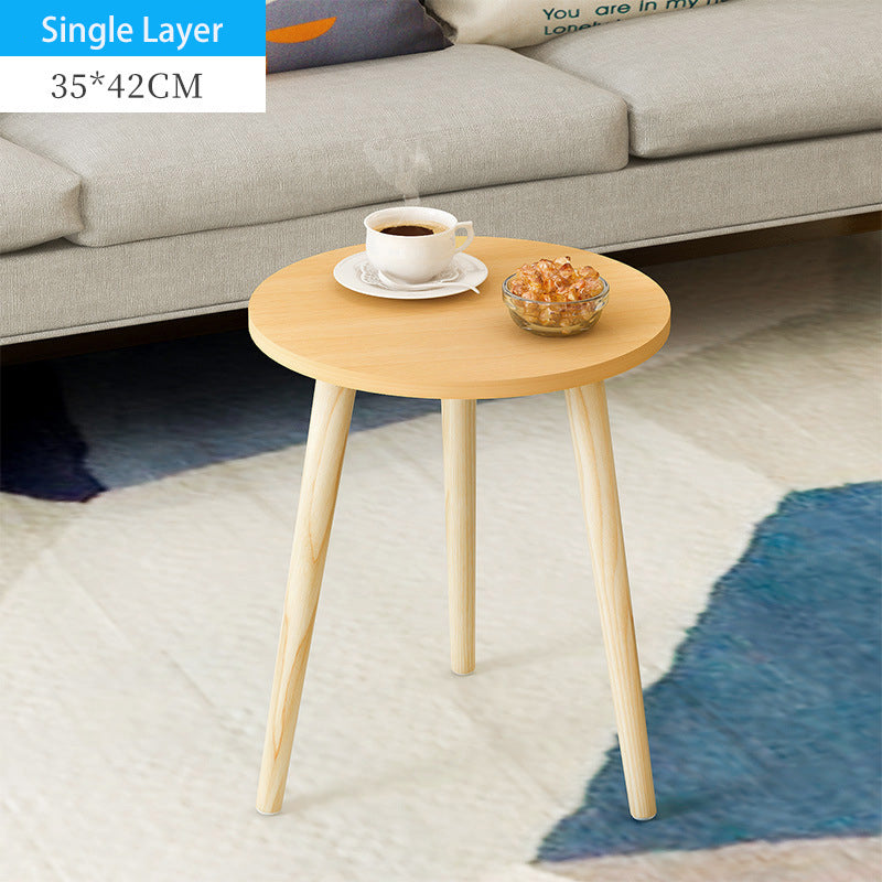 Single/Double Layers Mini Coffee Table Tea Table End Table Wooden Round Magazine Shelf Movable Bedroom Living Room Furniture For Office Home