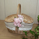 Wicker Hand Camping Picnic Storage Baskets Shopping Hamper with Lid Handle