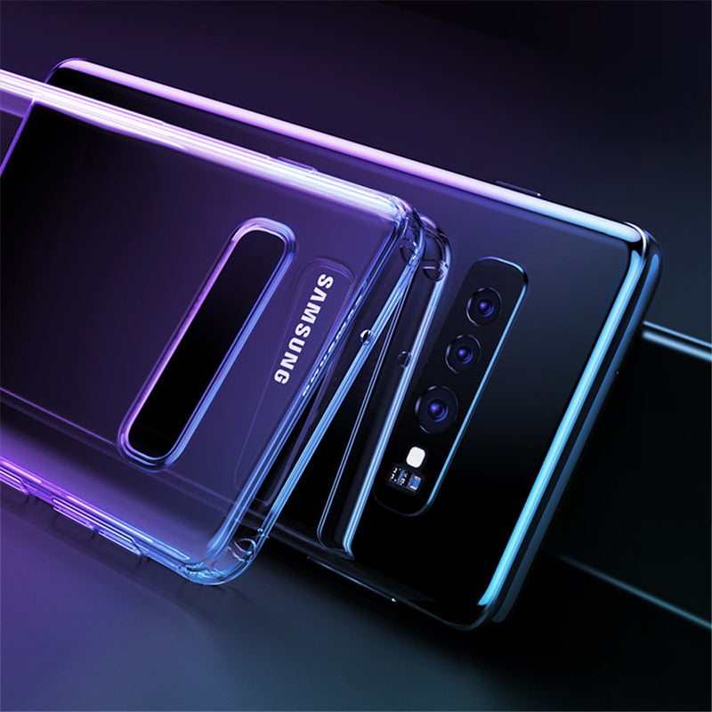 Baseus Plating Transparent Shockproof Soft TPU Back Cover Protective Case for Samsung Galaxy S10 Plus / S10+