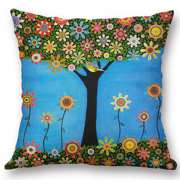 European Style Oil Painting Tree Cushion Cover Home Decor Throw Pillow Case