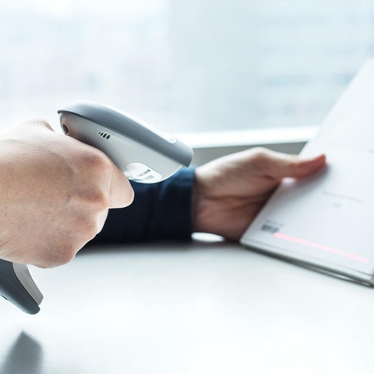 Deli 14881 Wireless Laser BarCode Scanner USB 32 Bits One Dimensional ABS Code Scanner