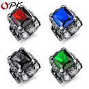 E-commerce Source Of Origin Europe And America Domineering Titanium Steel Men's Set Ruby Ring