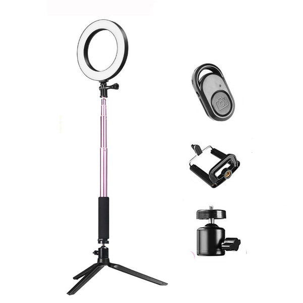 Yingnuost Dimmable Video Ring Light 20cm LED Makeup Lamp with Selfie Stick Tripod bluetooth Shutter for Youtube Tik Tok Live Streaming