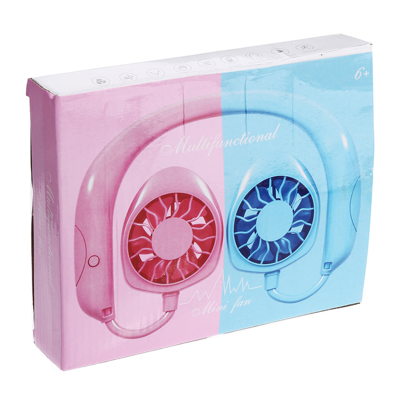 Portable USB Rechargeable Fan Neckband Lazy Neck Hanging Dual Cooling Mini Fan