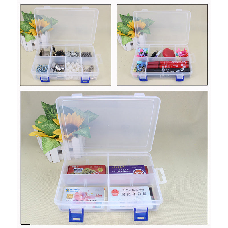 8 Grids Transparent Storage Box Double Latch Compartments Parts Container Assortment Organizer