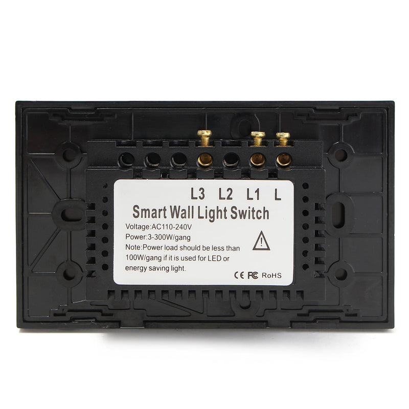 1 Way 2 Gang Crystal Glass Remote Panel Touch LED Light Switch Controller With Remote Control