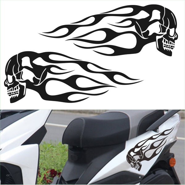Car Sticker Motorcycle Skull Flame Stripes Gas Tank Vinyl Decals Universal