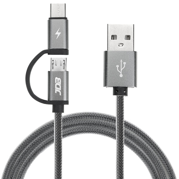 JDB 2 in 1 Type C Micro USB Fast Charging Cable With QC3.0/2.0 For Oneplus5 Xiaomi 6 A1 Redmi Note 4