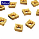 Drillpro 10pcs CCMT060204-HM YBC251 Carbide Insert Titanium Coated Carbide Cutter