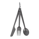 Naturehike NH19T011-D 3pcs/set Portable Tableware Titanium Alloy Picnic BBQ Fork Spoon Cutter With Carabiber
