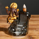 Backflow Incense Burner Ceramic Waterfall Smoke Lucky Elephant Incense Burner Holder for Home Decor Yoga Office Ornament with 10 Free Incense Cones