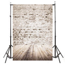 5x7FT Retro White Grey Brick Wall Wood Photography Background Valentine Backdrop Decorations