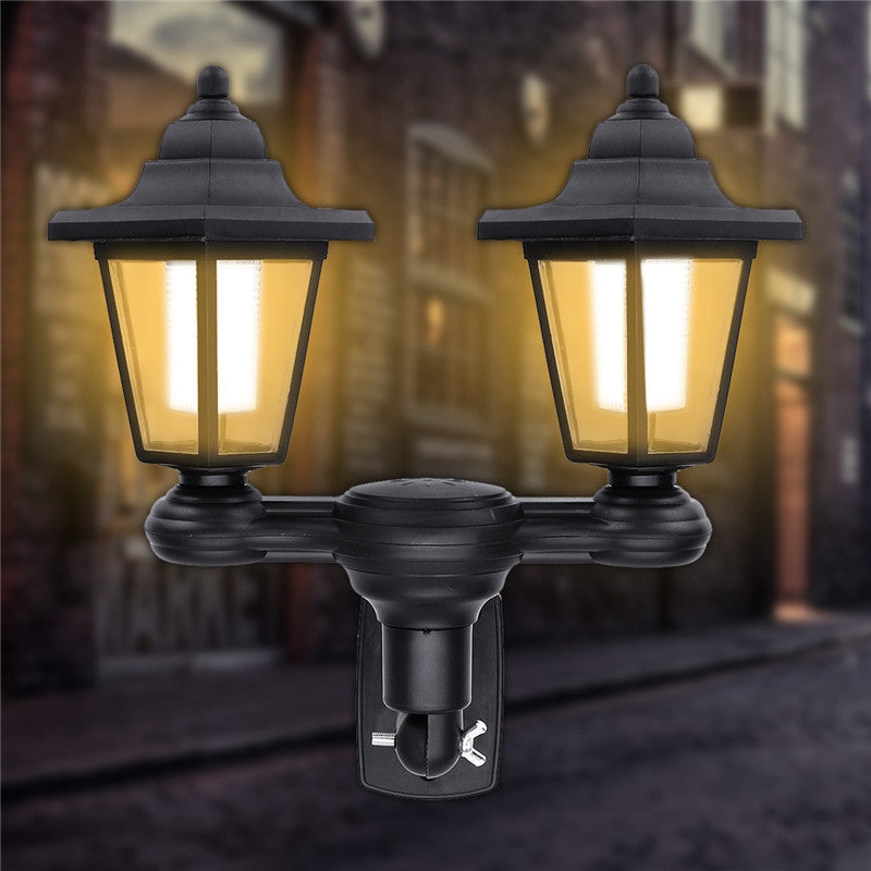 Solar Power LED Hexagon Wall Light Dusk-to-Dawn Sensor Outdoor Yard Lantern Lamp