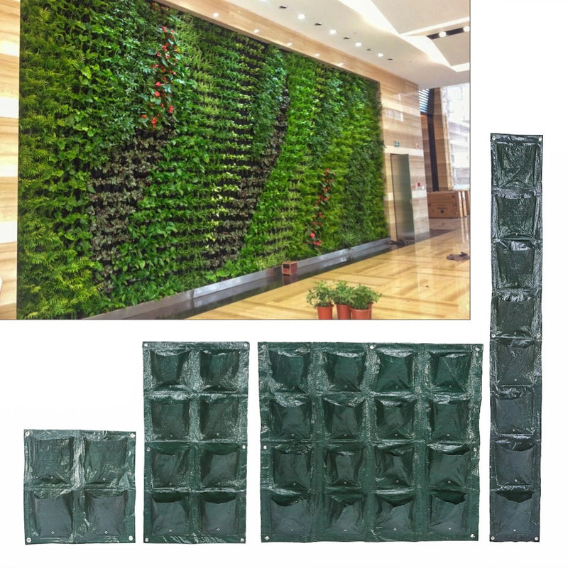 4/8/16 Pockets Vertical Garden Plant Growing Container Bag Greening Flower Wall Hanging Planter
