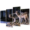 Miico Hand Painted Four Combination Decorative Paintings Two W-olves Wall Art For Home Decoration