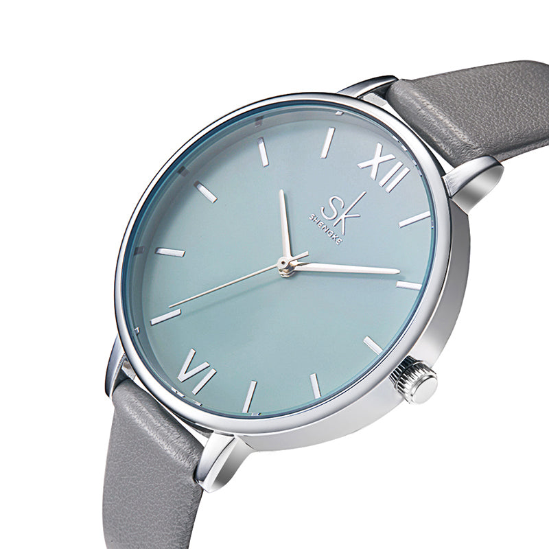 SK K0056 Simple Design Ladies Wrist Watch Casual Style Leather Strap Quartz Watches
