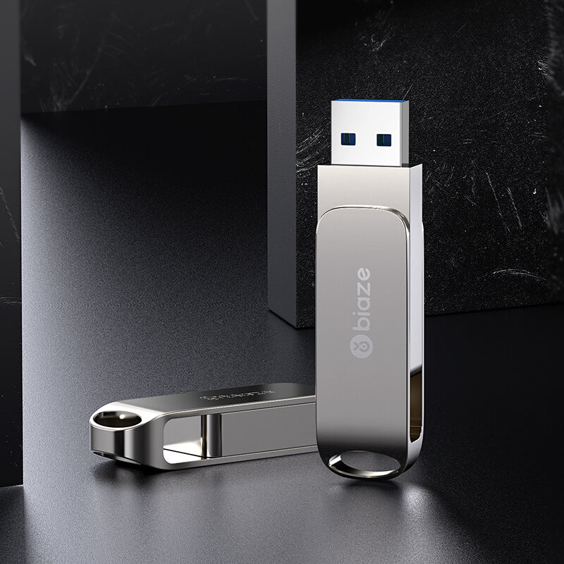 Biaze USB Flash Drive USB 3.0 128GB 360 rotating Metal Flash Memory USB Stick Pen Drive U Disk