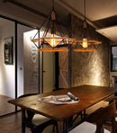E27 Loft Industrial Hemp Rope Birdcage Chandelier Restaurant Bar Light Pendant Lamp