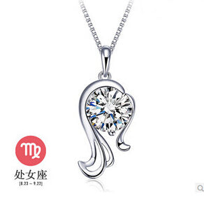 12 Constellations Gift Italina 925 Sterling Sliver Crystal Necklace for Women