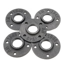 10Pcs/Set 1/2" 3/4" 1" Malleable Cast Iron Floor Flange Plates 4 Holes Black Pipes Fittings Industrial Pipe Furniture Wall Mount DIY Decor