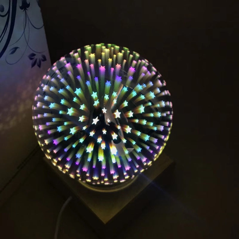 Novelty 3D Magic Glass Ball Sphere Fairy Tale Starry Sky Romantic Fireworks Light Table Lamp