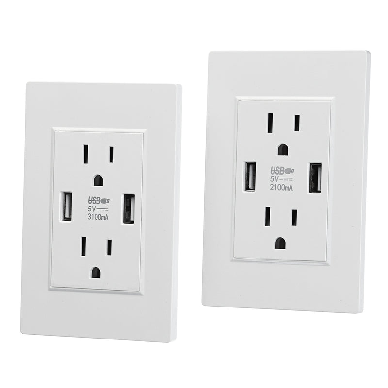 US Standard Dual USB Wall Socket Double 2.1A/3.6A Universal Plug Socket Port Power Adapter Outlet Tamper Resistant Duplex Receptacle