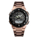 SKMEI 1370 Stainless Steel Waterproof Chrono Dual Digital Watch Business Style Men Wrist Watch