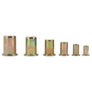 210pcs Zinc Plated Rivet Nut Mixed Metric Rivnut Threaded Flat Head Insert Rivetnut