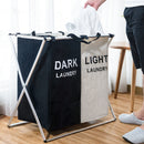 X-Shape Foldable Dirty Laundry Basket Organizer Printed Collapsible Three Grid Home Laundry Hamper Sorter Laundry Storage Baskets Large