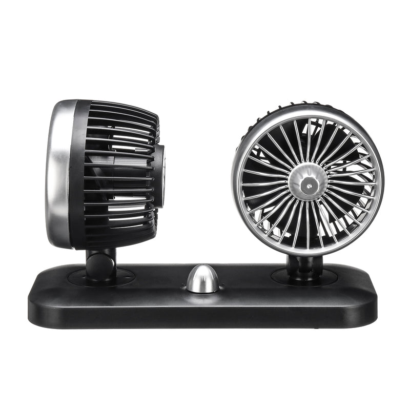 12V/24V Dual Head Car Fan  Recreational Vehicle Cooling Fan Rotating Oscillating Dashboard Ventilation Air Cooler